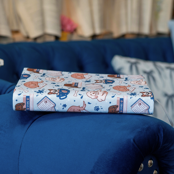 Pups and Pages fabric dust jacket