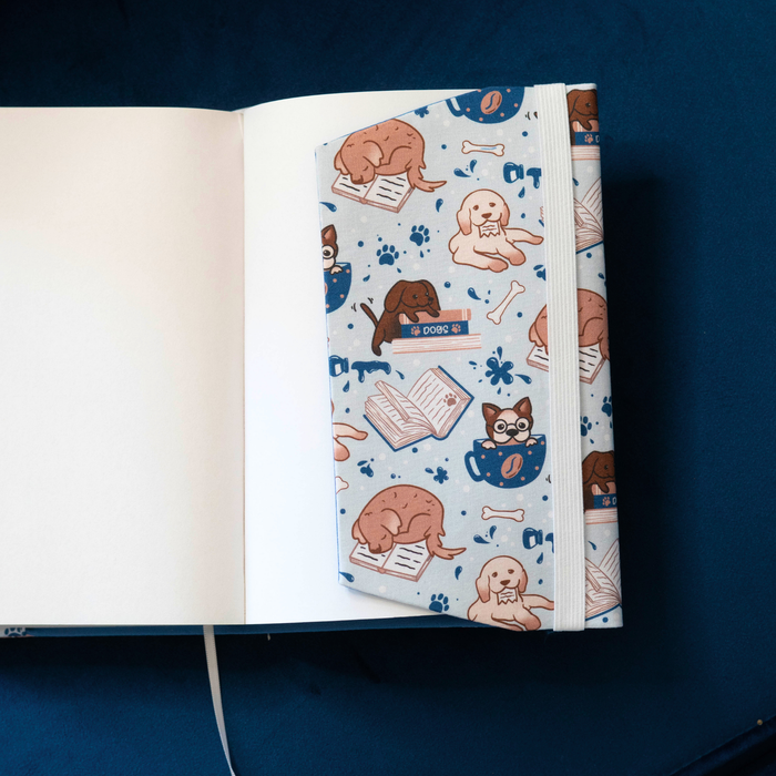 Pups and Pages fabric dust jacket