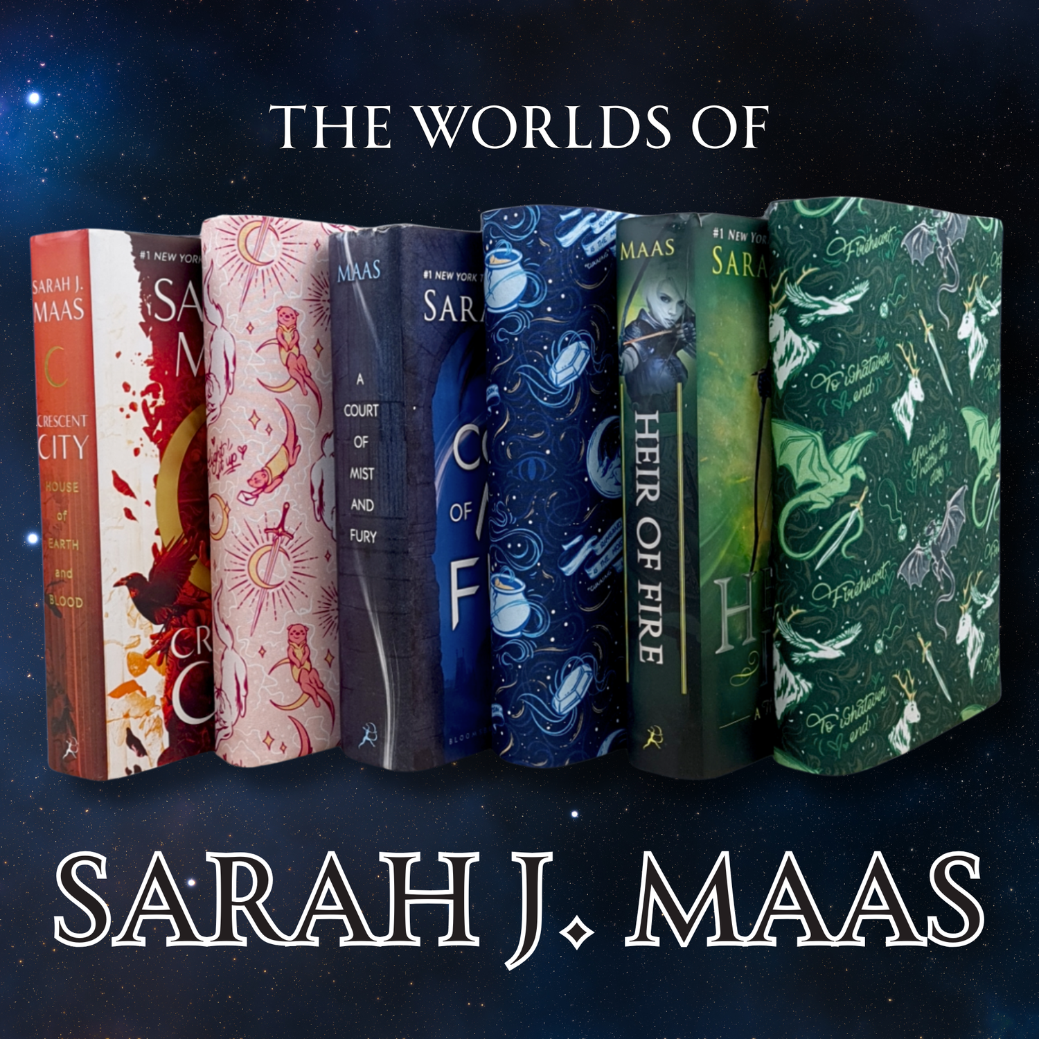 Sarah J. Maas books with matching fabric dust jackets