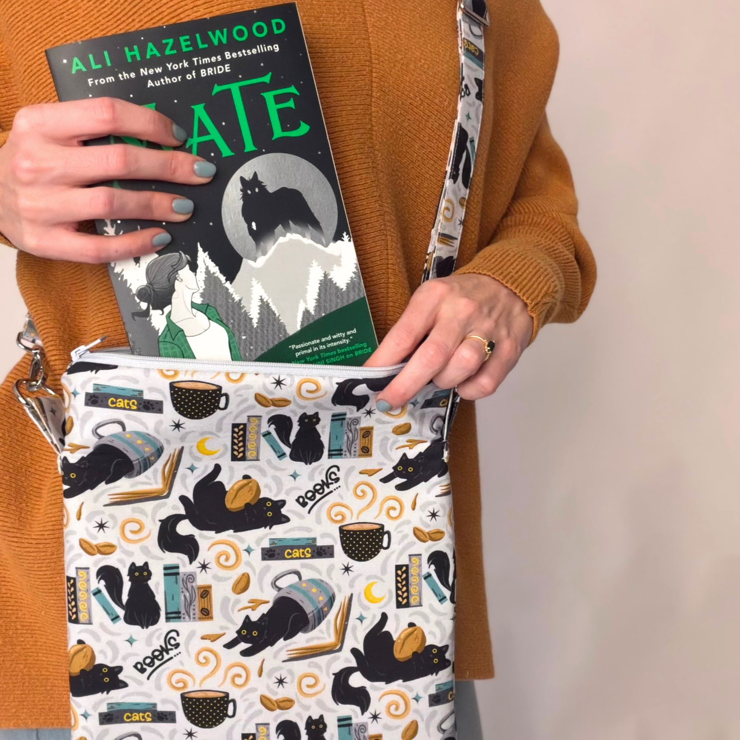 Feline Fables crossbody sleeve