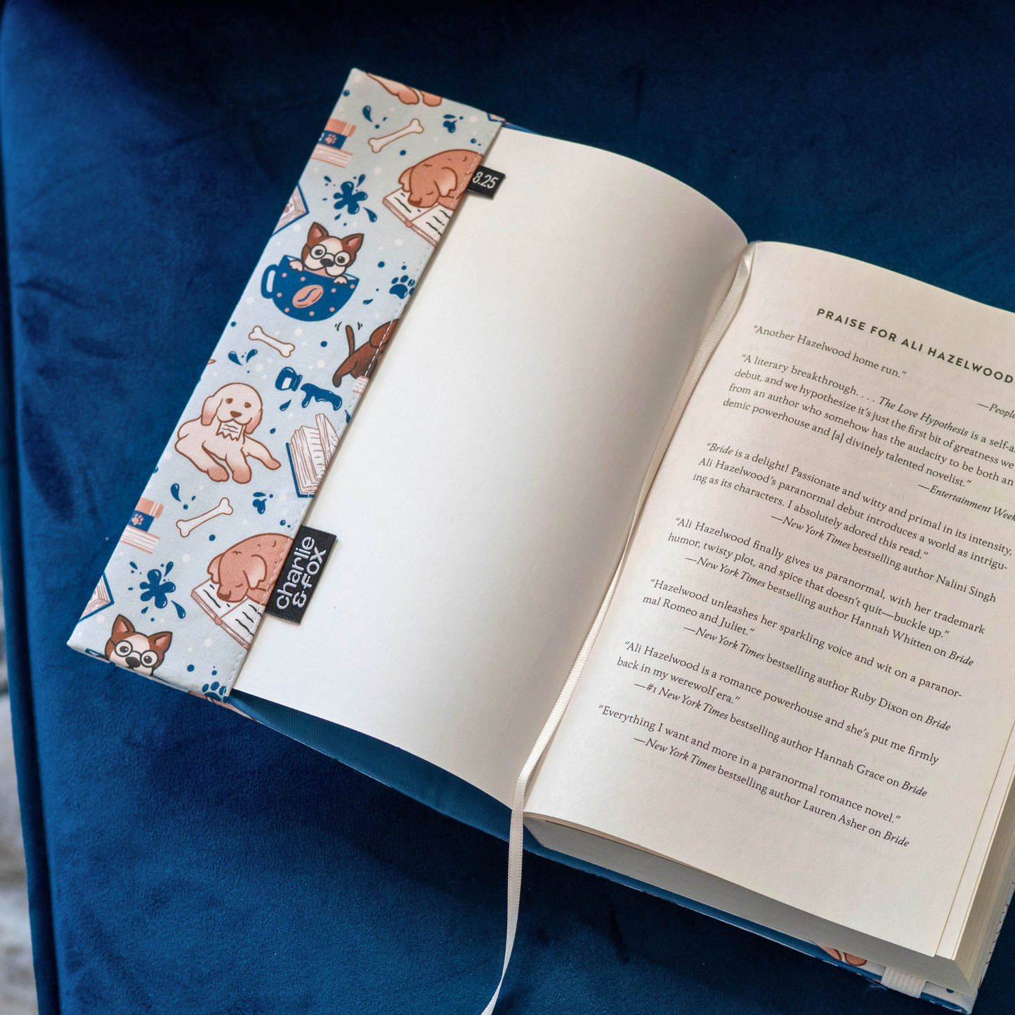Pups and Pages fabric dust jacket