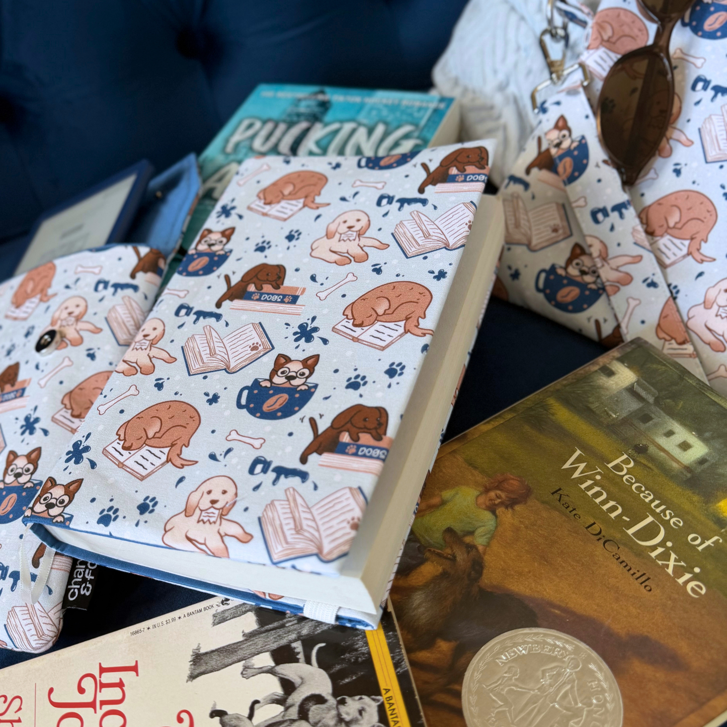 Pups and Pages fabric dust jacket