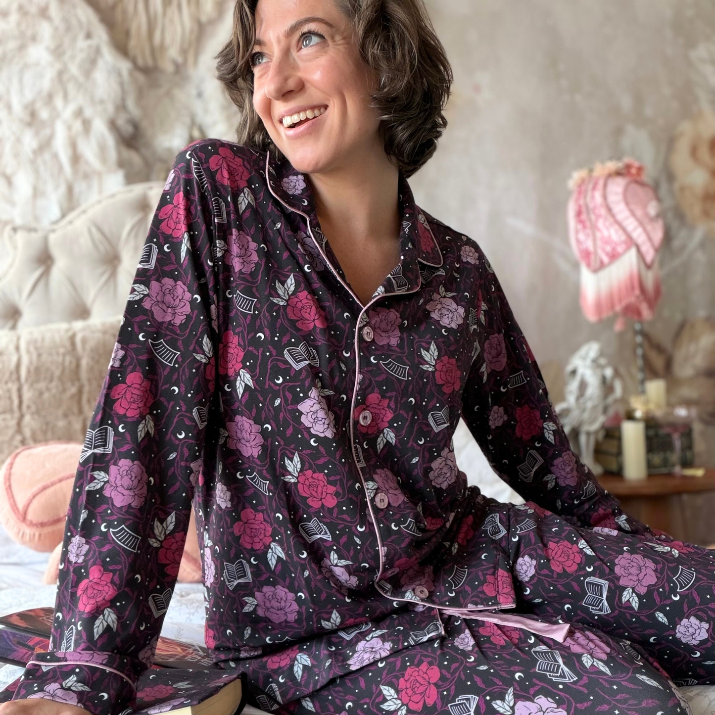 Romantasy PJ long sleeve button-up shirt